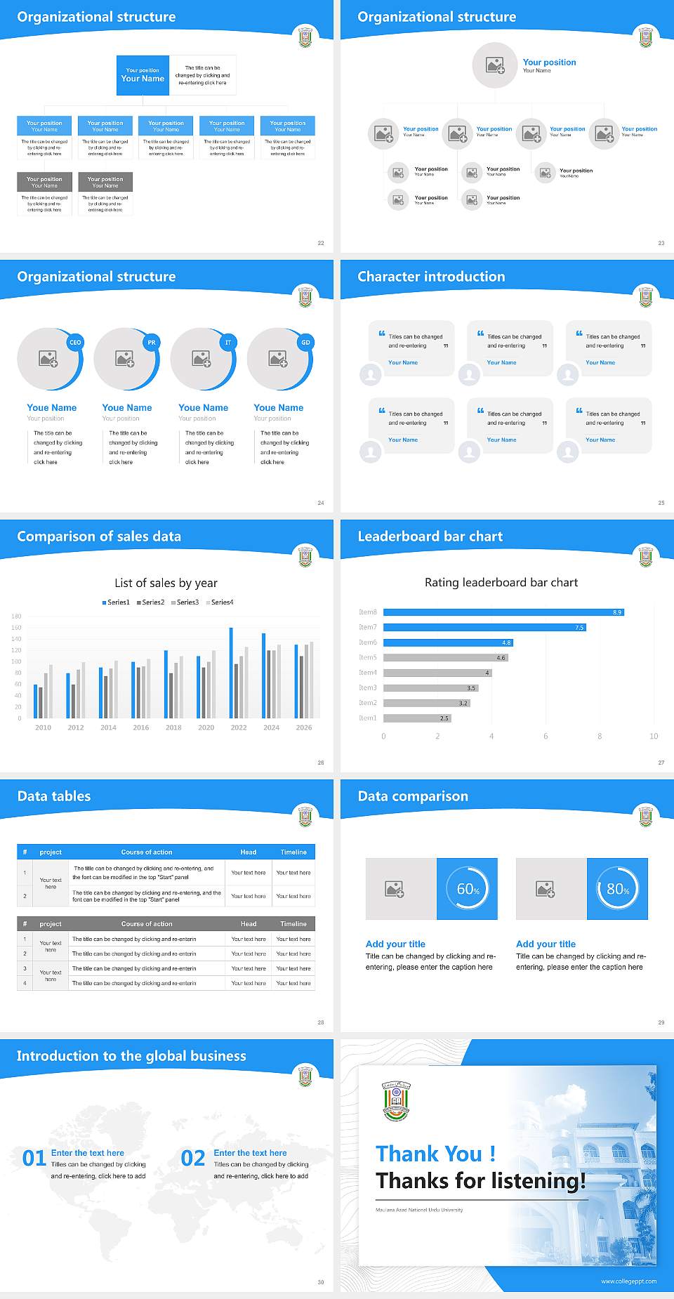 Maulana Azad National Urdu University Academic Presentation/Research Findings Report PPT Template4:3 ratio PPT effect preview image4