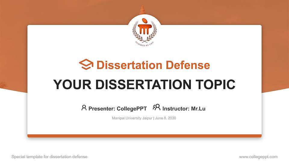 Manipal University Jaipur Graduation Thesis Defense PPT Template16:9 ratio PPT effect preview image