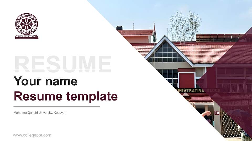 Mahatma Gandhi University, Kottayam Resume PPT Template16:9 ratio PPT effect preview image