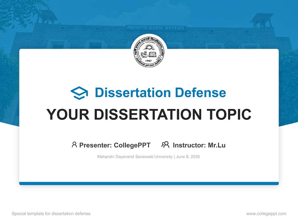 Maharshi Dayanand Saraswati University Graduation Thesis Defense PPT Template4:3 ratio PPT effect preview image7