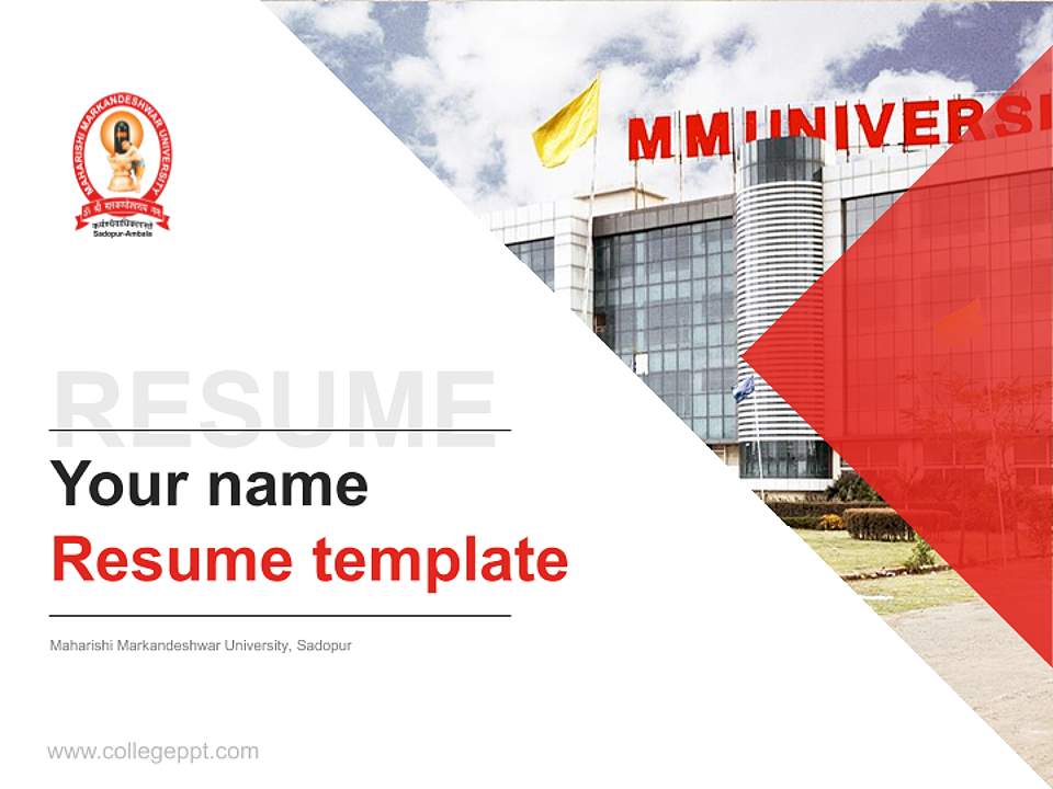 Maharishi Markandeshwar University, Sadopur Resume PPT Template4:3 ratio PPT effect preview image5