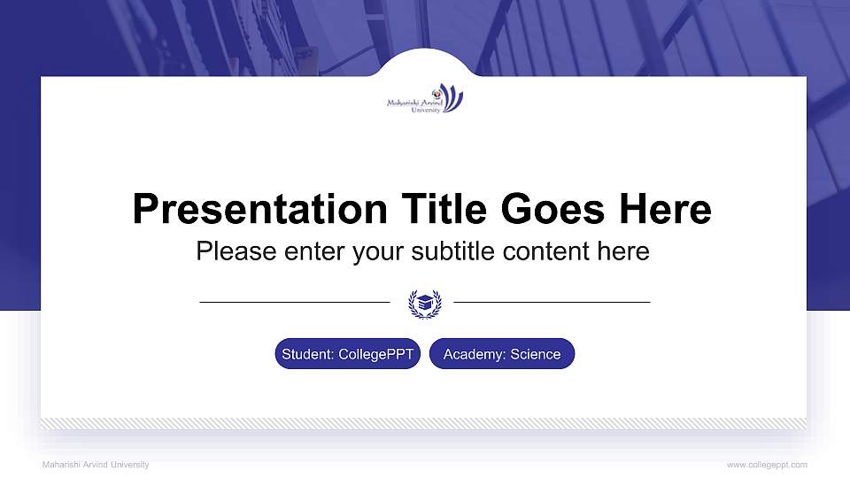 Maharishi Arvind University National Scholarship Defense PPT Template16:9 ratio PPT effect preview image