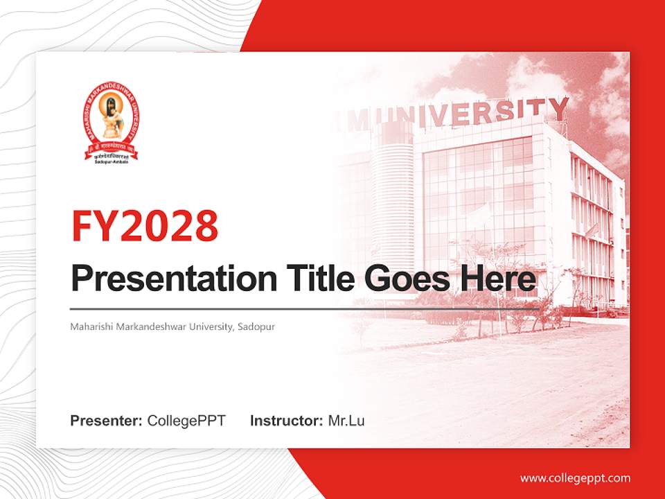 Maharishi Markandeshwar University, Sadopur Academic Presentation/Research Findings Report PPT Template4:3 ratio PPT effect preview image5