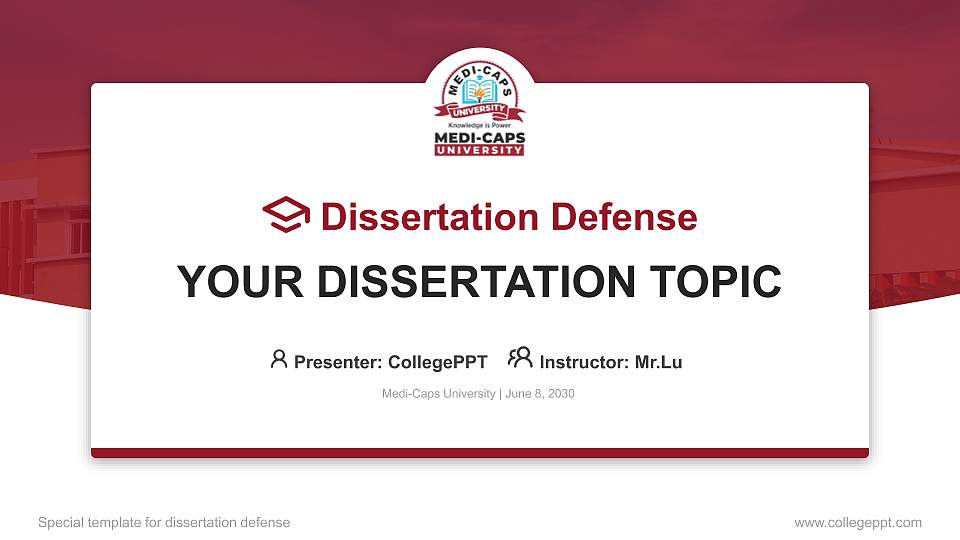 Medi-Caps University Graduation Thesis Defense PPT Template16:9 ratio PPT effect preview image