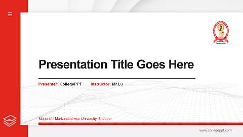 Maharishi Markandeshwar University, Sadopur Thesis Proposal/Graduation Defense PPT Template