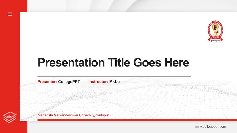 Maharishi Markandeshwar University, Sadopur Thesis Proposal/Graduation Defense PPT Template16:9 ratio PPT effect preview image