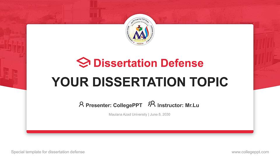 Maulana Azad University Graduation Thesis Defense PPT Template16:9 ratio PPT effect preview image