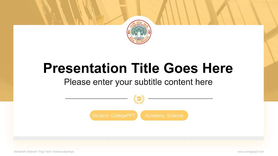 Maharishi Mahesh Yogi Vedic Vishwavidyalaya National Scholarship Defense PPT Template16:9 ratio PPT effect preview image