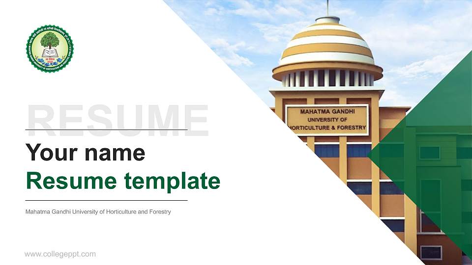 Mahatma Gandhi University of Horticulture and Forestry Resume PPT Template16:9 ratio PPT effect preview image