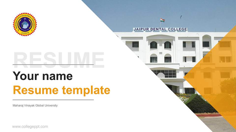 Maharaj Vinayak Global University Resume PPT Template16:9 ratio PPT effect preview image