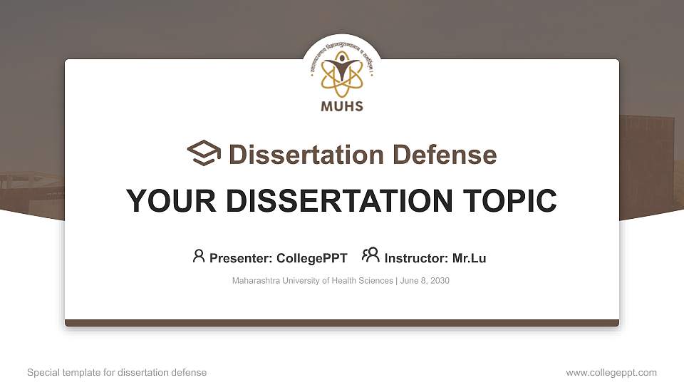 Maharashtra University of Health Sciences Graduation Thesis Defense PPT Template16:9 ratio PPT effect preview image