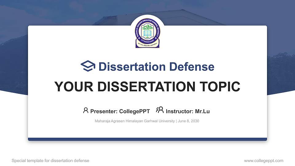 Maharaja Agrasen Himalayan Garhwal University Graduation Thesis Defense PPT Template16:9 ratio PPT effect preview image