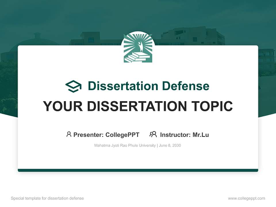 Mahatma Jyoti Rao Phule University Graduation Thesis Defense PPT Template4:3 ratio PPT effect preview image7