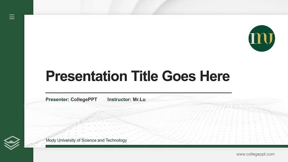 Mody University of Science and Technology Thesis Proposal/Graduation Defense PPT Template16:9 ratio PPT effect preview image