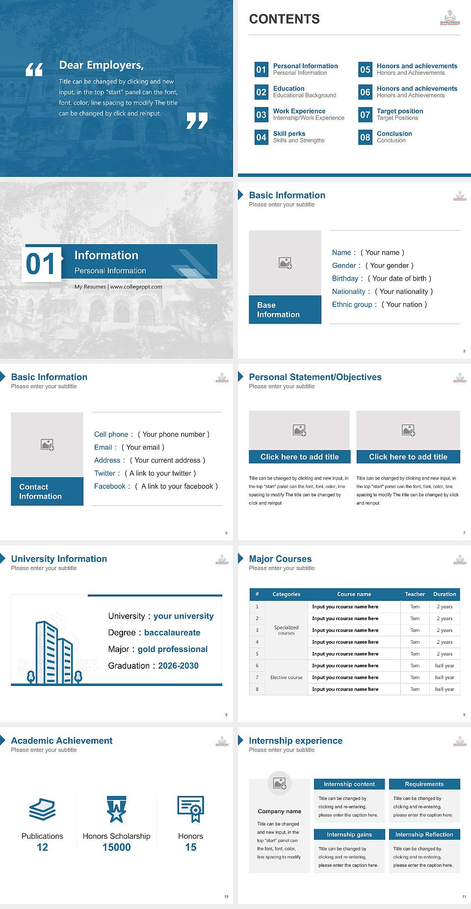 Maharashtra State Skills University Resume PPT Template4:3 ratio PPT effect preview image2
