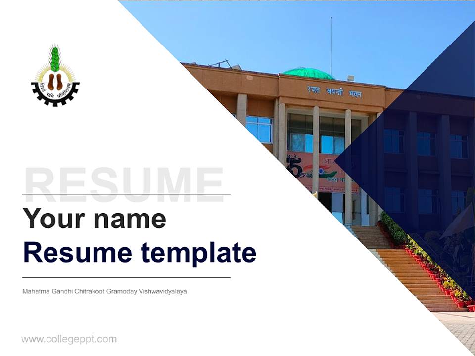 Mahatma Gandhi Chitrakoot Gramoday Vishwavidyalaya Resume PPT Template4:3 ratio PPT effect preview image5