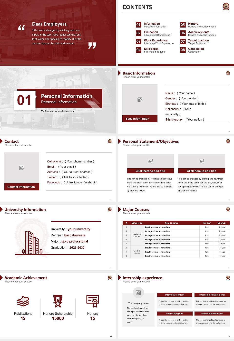 Maharaja Chhatrasal Bundelkhand University Resume PPT Template16:9 ratio PPT effect preview image2