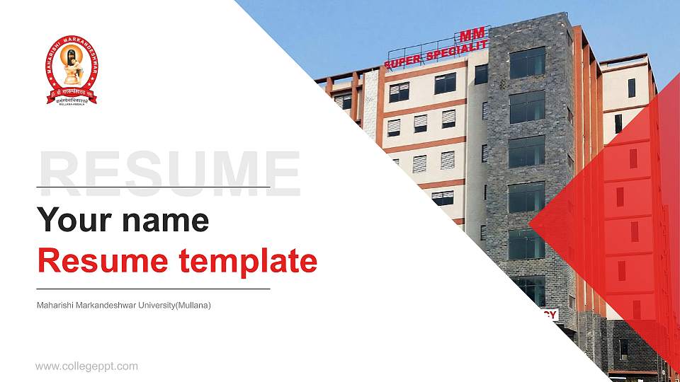 Maharishi Markandeshwar University(Mullana) Resume PPT Template16:9 ratio PPT effect preview image