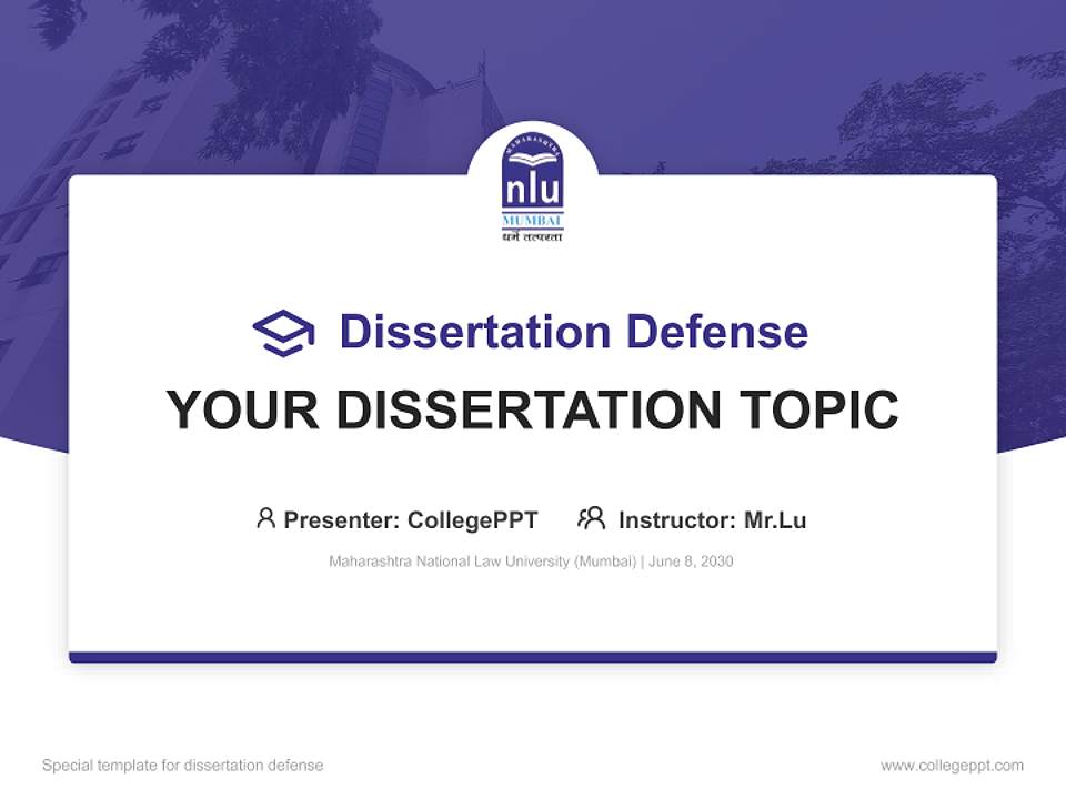 Maharashtra National Law University (Mumbai) Graduation Thesis Defense PPT Template4:3 ratio PPT effect preview image7