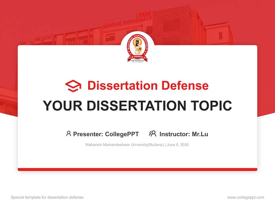 Maharishi Markandeshwar University(Mullana) Graduation Thesis Defense PPT Template4:3 ratio PPT effect preview image7