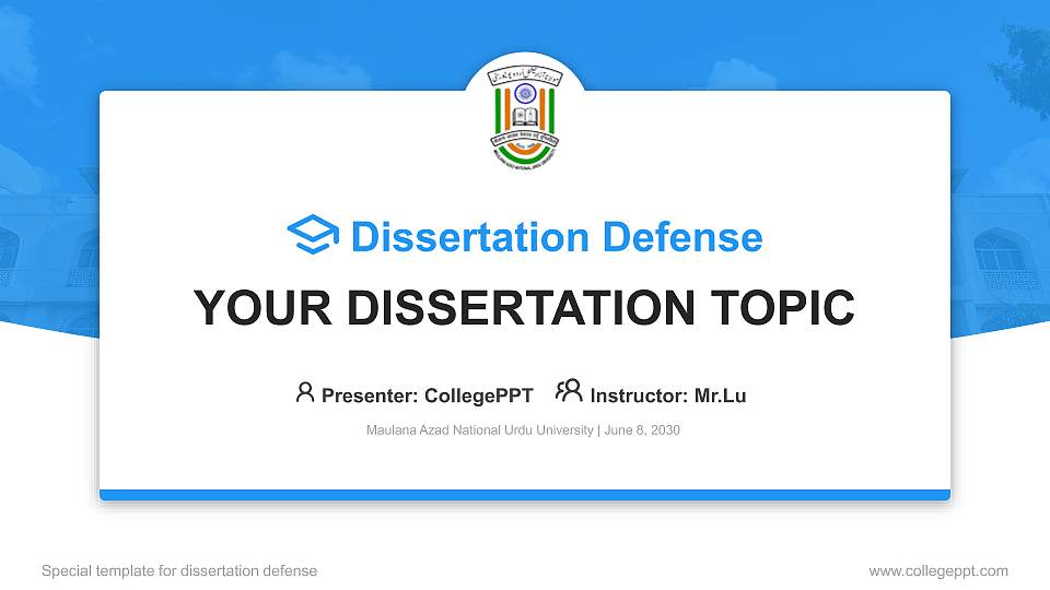 Maulana Azad National Urdu University Graduation Thesis Defense PPT Template16:9 ratio PPT effect preview image