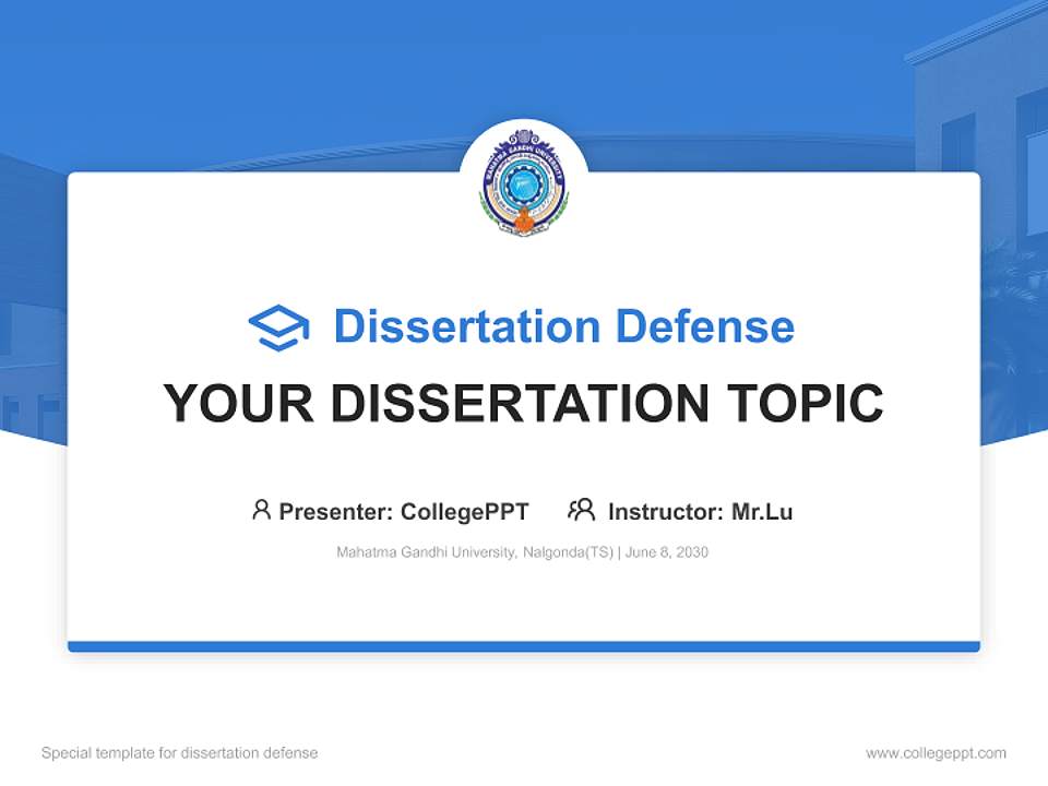 Mahatma Gandhi University, Nalgonda(TS) Graduation Thesis Defense PPT Template4:3 ratio PPT effect preview image7
