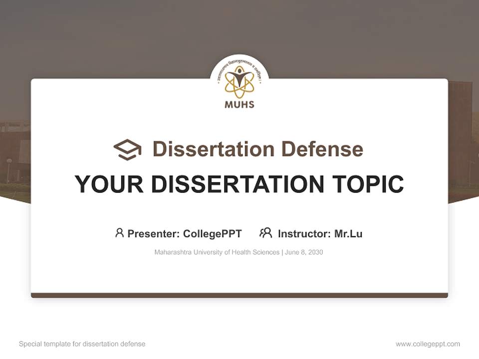 Maharashtra University of Health Sciences Graduation Thesis Defense PPT Template4:3 ratio PPT effect preview image7