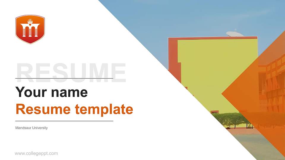 Mandsaur University Resume PPT Template16:9 ratio PPT effect preview image