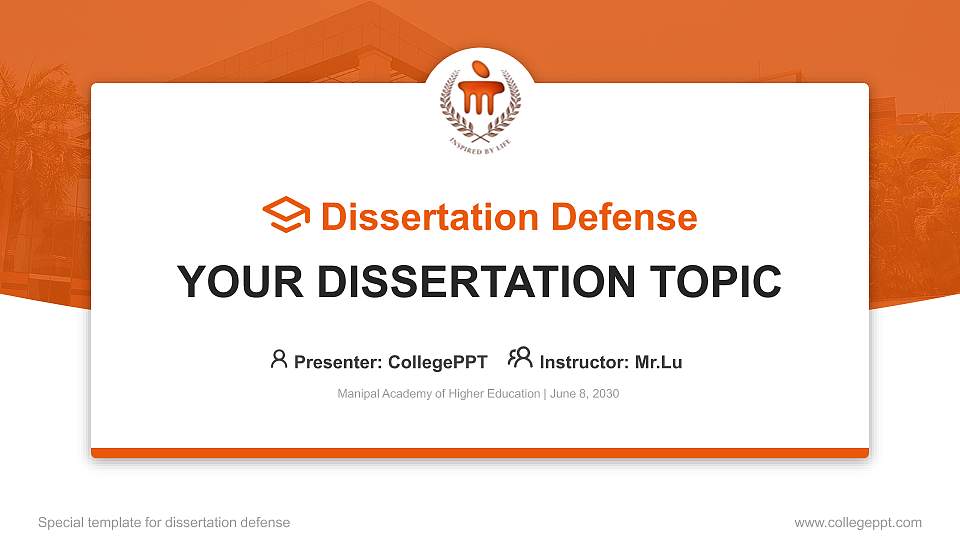 Manipal Academy of Higher Education Graduation Thesis Defense PPT Template16:9 ratio PPT effect preview image