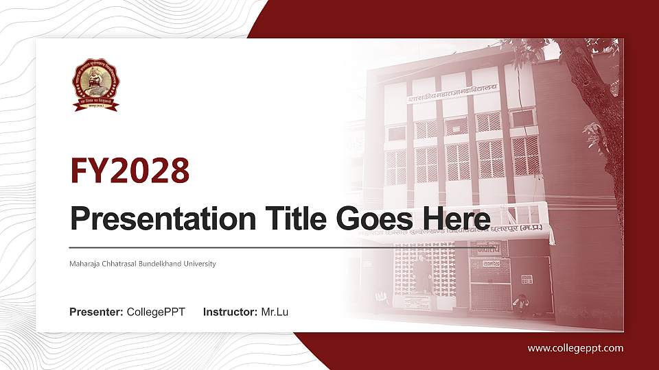 Maharaja Chhatrasal Bundelkhand University Academic Presentation/Research Findings Report PPT Template16:9 ratio PPT effect preview image