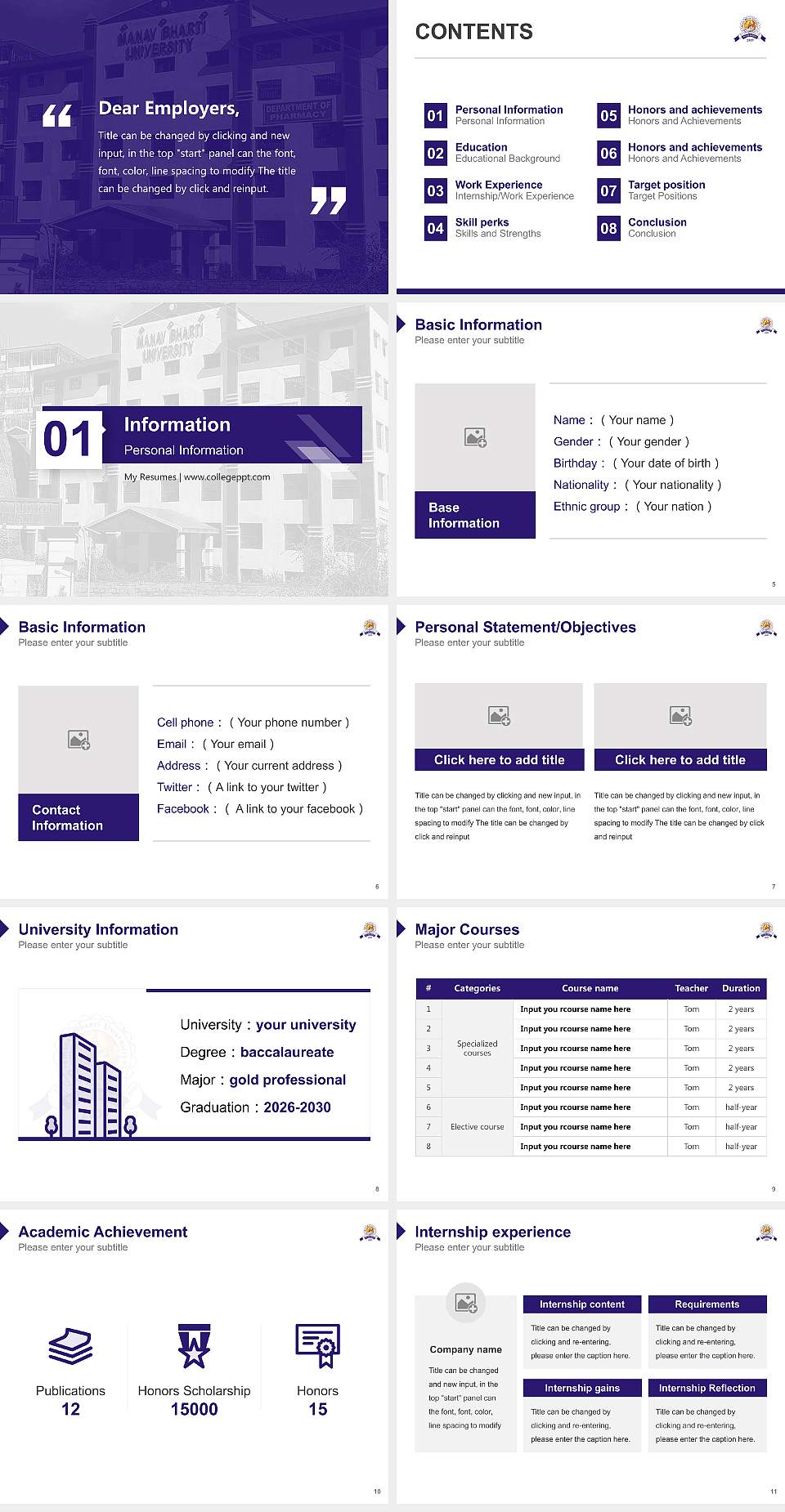 Manav Bharti University Resume PPT Template4:3 ratio PPT effect preview image2