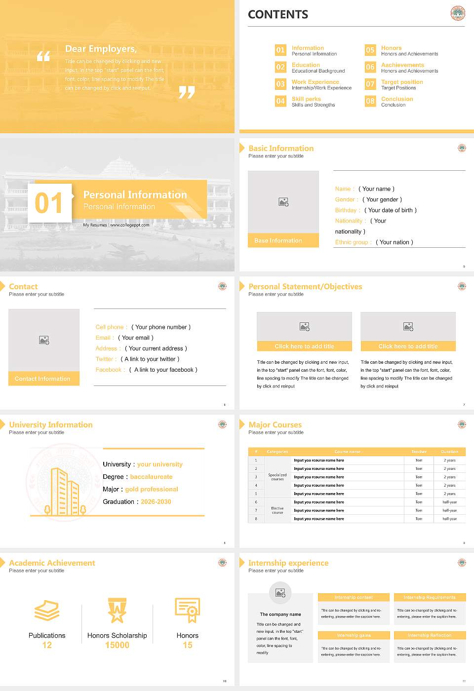 Maharishi Mahesh Yogi Vedic Vishwavidyalaya Resume PPT Template16:9 ratio PPT effect preview image2