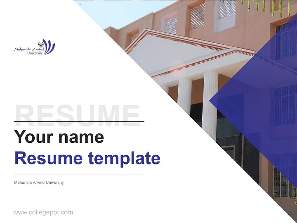 Maharishi Arvind University Resume PPT Template4:3 ratio PPT effect preview image5