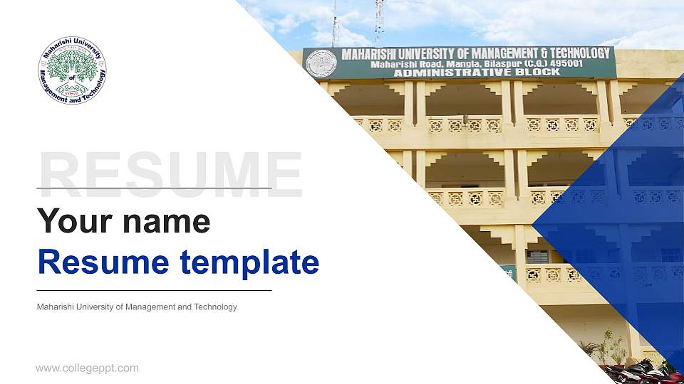 Maharishi University of Management and Technology Resume PPT Template16:9 ratio PPT effect preview image