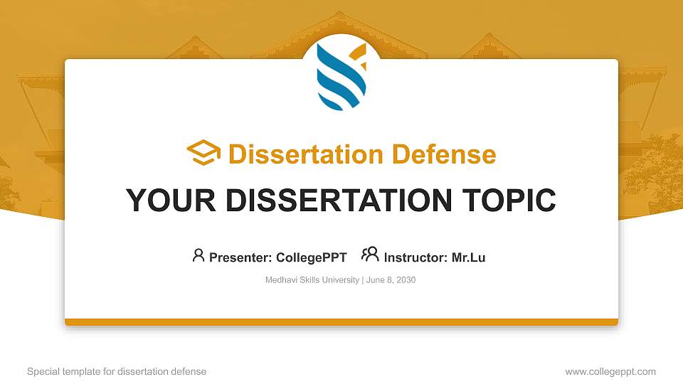 Medhavi Skills University Graduation Thesis Defense PPT Template16:9 ratio PPT effect preview image