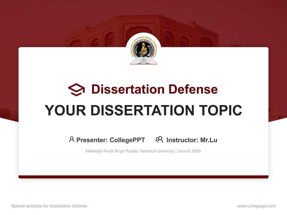 Maharaja Ranjit Singh Punjab Technical University Graduation Thesis Defense PPT Template4:3 ratio PPT effect preview image7