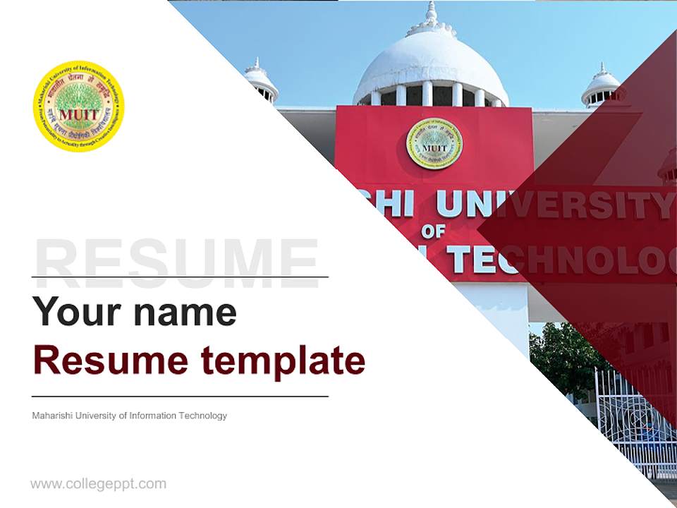 Maharishi University of Information Technology Resume PPT Template4:3 ratio PPT effect preview image5