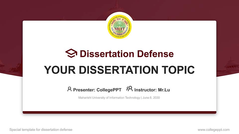 Maharishi University of Information Technology Graduation Thesis Defense PPT Template16:9 ratio PPT effect preview image