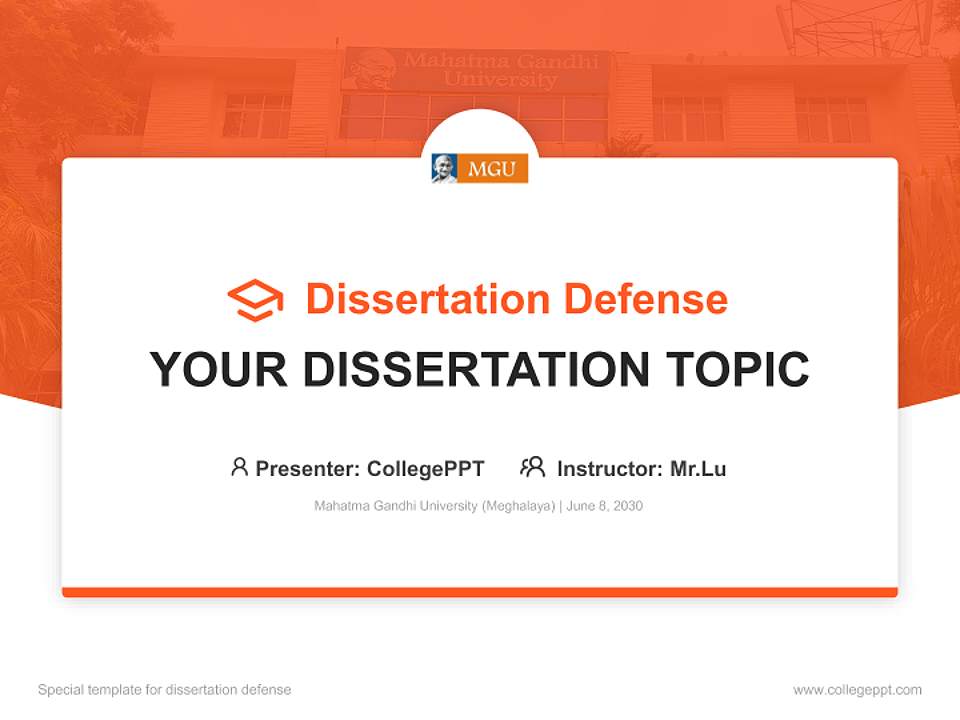 Mahatma Gandhi University (Meghalaya) Graduation Thesis Defense PPT Template4:3 ratio PPT effect preview image7