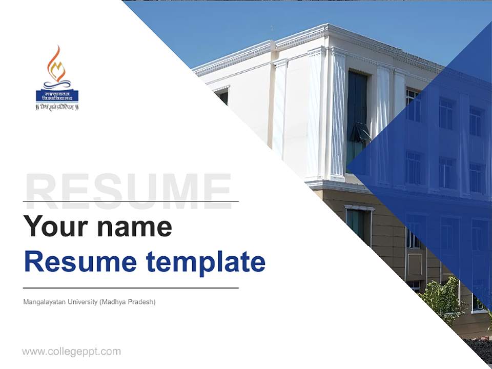 Mangalayatan University (Madhya Pradesh) Resume PPT Template4:3 ratio PPT effect preview image5
