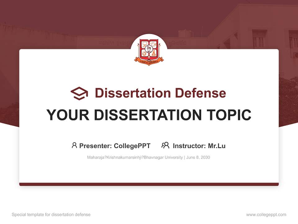 Maharaja?Krishnakumarsinhji?Bhavnagar University Graduation Thesis Defense PPT Template4:3 ratio PPT effect preview image7