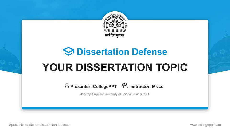 Maharaja Sayajirao University of Baroda Graduation Thesis Defense PPT Template16:9 ratio PPT effect preview image