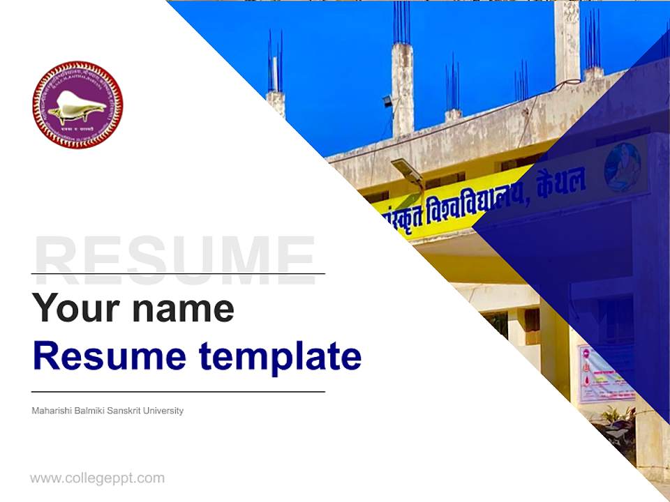 Maharishi Balmiki Sanskrit University Resume PPT Template4:3 ratio PPT effect preview image5