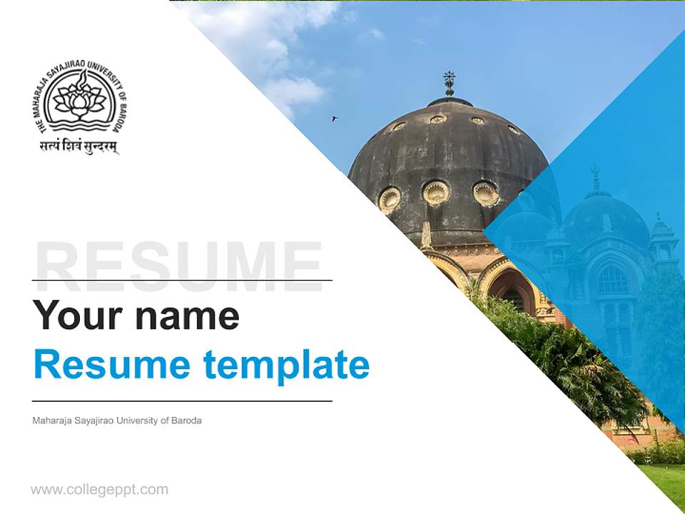 Maharaja Sayajirao University of Baroda Resume PPT Template4:3 ratio PPT effect preview image5