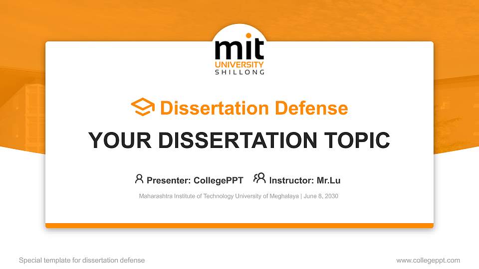 Maharashtra Institute of Technology University of Meghalaya Graduation Thesis Defense PPT Template16:9 ratio PPT effect preview image