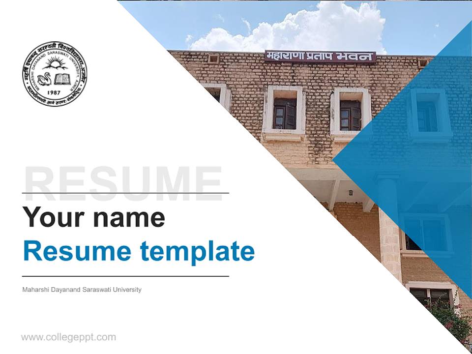 Maharshi Dayanand Saraswati University Resume PPT Template4:3 ratio PPT effect preview image5