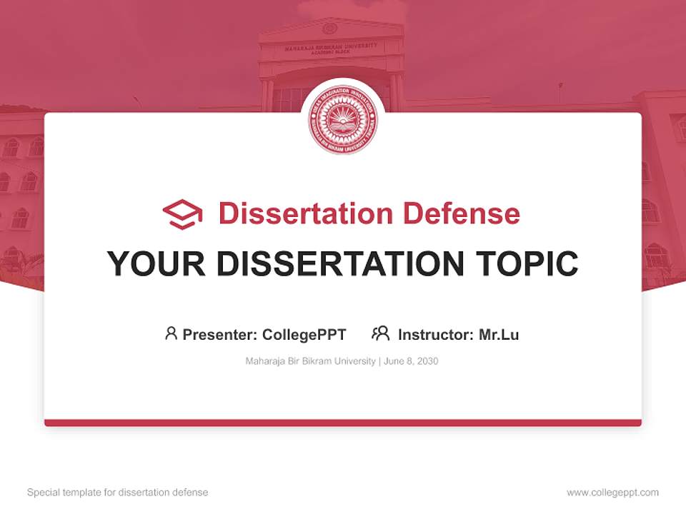 Maharaja Bir Bikram University Graduation Thesis Defense PPT Template4:3 ratio PPT effect preview image7