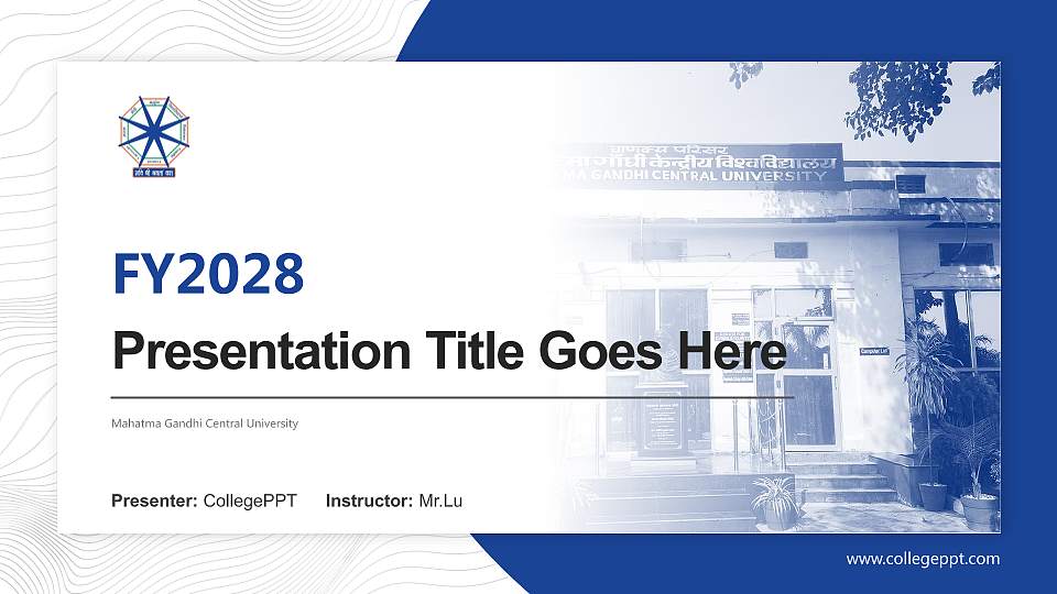 Mahatma Gandhi Central University Academic Presentation/Research Findings Report PPT Template16:9 ratio PPT effect preview image