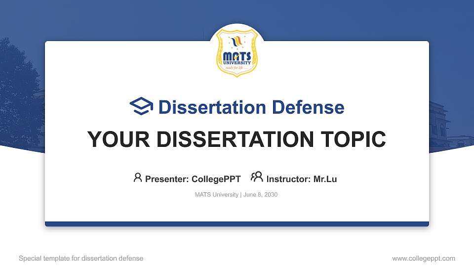 MATS University Graduation Thesis Defense PPT Template16:9 ratio PPT effect preview image