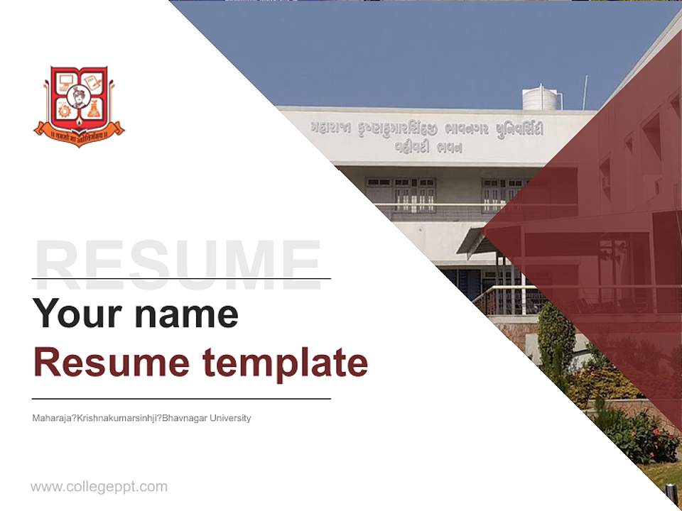 Maharaja?Krishnakumarsinhji?Bhavnagar University Resume PPT Template4:3 ratio PPT effect preview image5